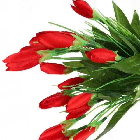Sztuczny Bukiet 20 Czerwonych Krokusów - Realistyczne Kwiaty Dekoracyjne o Wysokości 35 cm