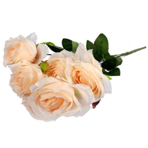 Sztuczny Bukiet 7 Kremowych Róż Wysokość 50cm - Dekoracja Wyglądająca jak Żywe Kwiaty