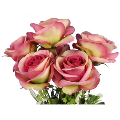 Sztuczny Bukiet 7 Róż Ciemnoróżowych 45cm - Dekoracja Premium