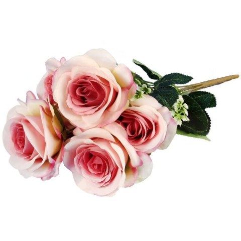 Sztuczny Bukiet 7 Róż Wysokość 45cm Kolor Jasnoróżowy - Realistyczne Kwiaty Dekoracyjne