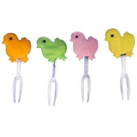 Widelczyki do Zakąsek w Kształcie Kurczaczków - Komplet 12 Sztuk