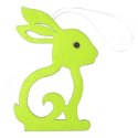 Wielkanocna Figurka - Zawieszka Zajączek z Pianki na Drewnianej Podstawce, Zielony, 13 cm