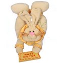 Wielkanocny Zając Pluszowy z Drewnianą Tabliczką - Zawieszka na Drzwi 38 cm