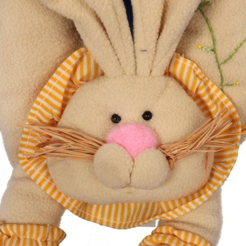 Wielkanocny Zając Pluszowy z Drewnianą Tabliczką - Zawieszka na Drzwi 38 cm