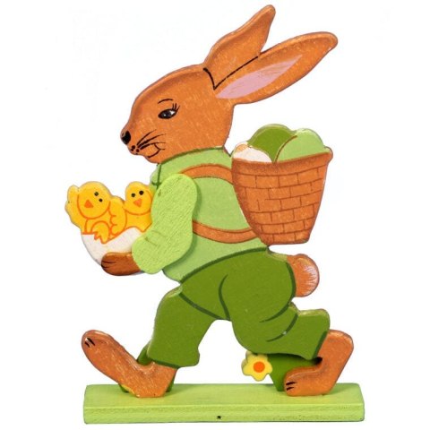ZAJĄC Z KURCZACZKAMI DEKORACJA DREWNIANA 15CM