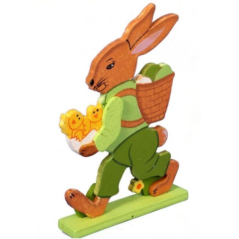 ZAJĄC Z KURCZACZKAMI DEKORACJA DREWNIANA 15CM