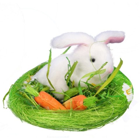ZAJĄCZEK Z MARCHEWKAMI DEKORACJA WIELKANOCNA 9CM RÓŻOWA