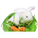 ZAJĄCZEK Z MARCHEWKAMI DEKORACJA WIELKANOCNA 9CM RÓŻOWA