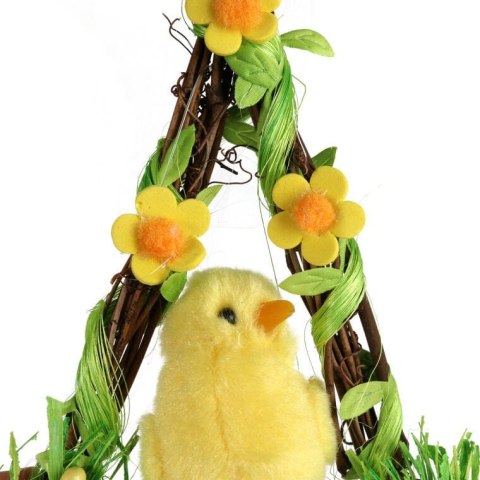 Zawieszka dekoracyjna: Pluszowy Kurczaczek w Szałasie z Gałęzi 18cm