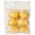Zestaw 6 Plastikowych Jajek Wielkanocnych do Zawieszenia, Żółte, 6,5 cm