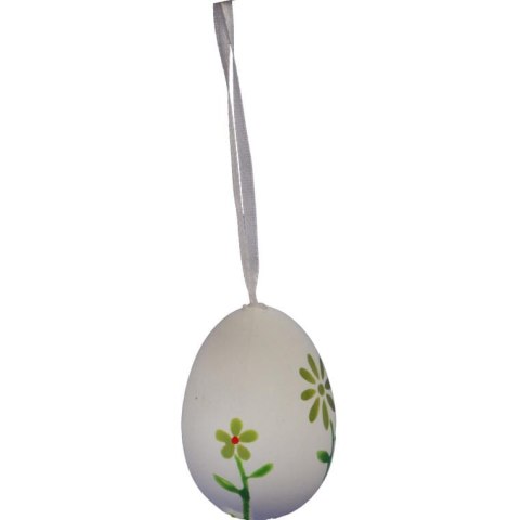 Zestaw Białych, Plastikowych Jajek Wielkanocnych do Zawieszenia - 6 sztuk, 6 cm