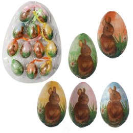 Zestaw Wielkanocnych Jajek Zawieszek z Motywem Zajączka - 12 sztuk, 6 cm