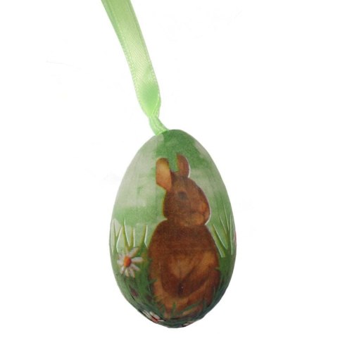 Zestaw Wielkanocnych Jajek Zawieszek z Motywem Zajączka - 12 sztuk, 6 cm