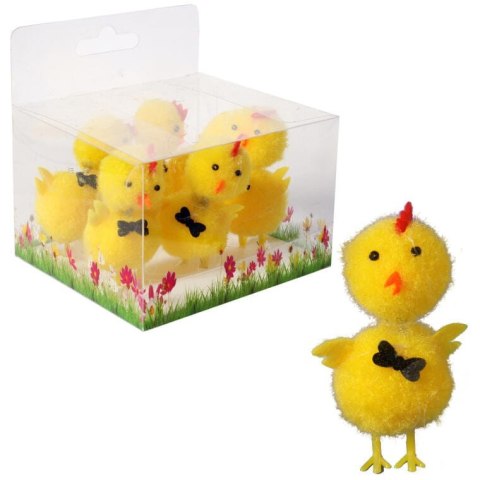 Zestaw Zabawnych Kurczaków z Muszkami - Dekoracje Wielkanocne 6cm, 6szt