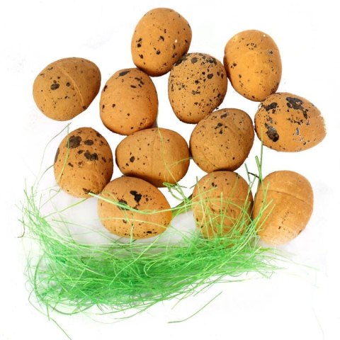 Zestaw dekoracyjnych jajek wielkanocnych styropianowych w sizalowym odcieniu brązu, 12 sztuk, 2,5 cm