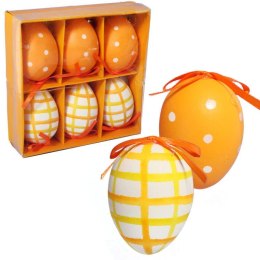 Zestaw świątecznych zawieszek - pomarańczowe jajka wielkanocne, 6 sztuk, 7cm.
