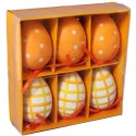 Zestaw świątecznych zawieszek - pomarańczowe jajka wielkanocne, 6 sztuk, 7cm.
