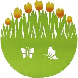 Zielona Serweta Filcowa z Motylkiem - Okrągła Podkładka Wielkanocna Ø35cm