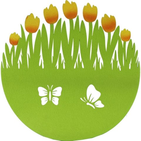 Zielona Serweta Filcowa z Motylkiem - Okrągła Podkładka Wielkanocna Ø35cm