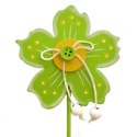Zielony Kwiat na Drewnianym Piku Dekoracja Ogrodowa 28 cm