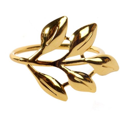 Złota Obrączka Dekoracyjna do Serwetek w Kształcie Gałązki Liścia
