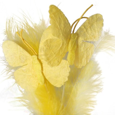 Żółte Figurki Motyli z Piórkami o Wysokości 34 cm