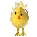 Żółte Kurki Dekoracyjne z Grzebieniem i Skrzydłami w Kratkę 6szt - Wielkanocne Ozdoby 5cm