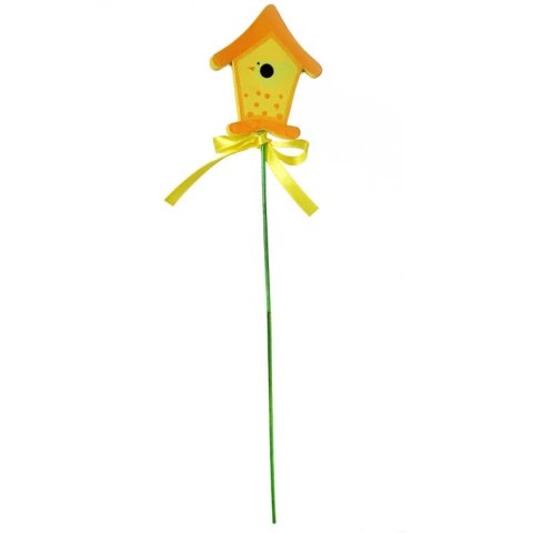 Żółty Drewniany Karmnik dla Ptaków o Wysokości 28 cm