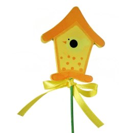 Żółty Drewniany Karmnik dla Ptaków o Wysokości 28 cm