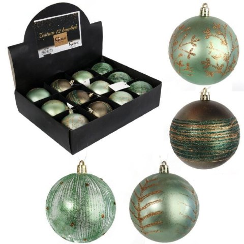 BOMBKI PLASTIKOWE 12 SZT 8CM MIX KOLOR ZIELONY