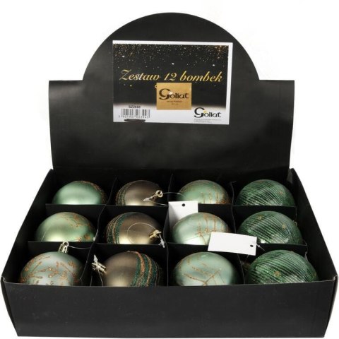 BOMBKI PLASTIKOWE 12 SZT 8CM MIX KOLOR ZIELONY