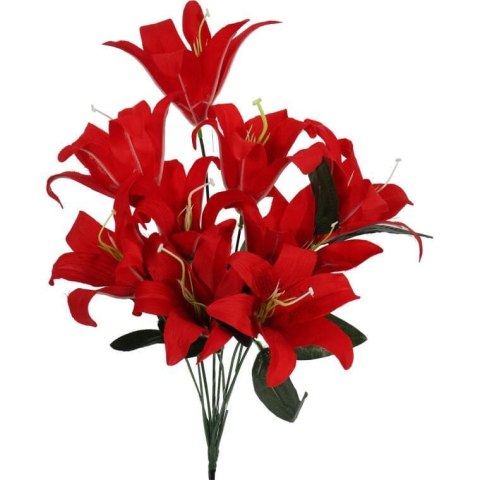 BUKIEET 10 CZERWONYCH SZTUCZNYCH LILII - WYSOKOŚĆ 44 CM