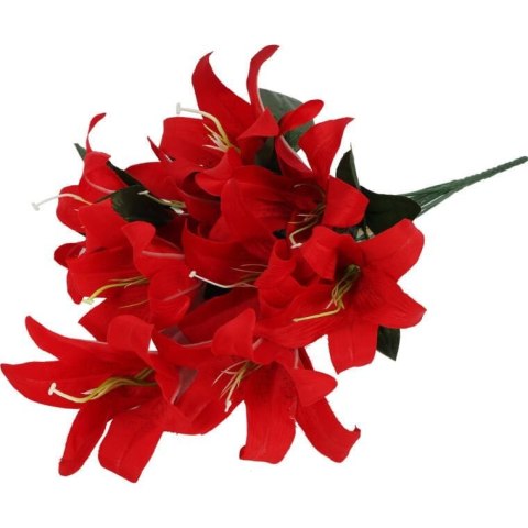 BUKIEET 10 CZERWONYCH SZTUCZNYCH LILII - WYSOKOŚĆ 44 CM