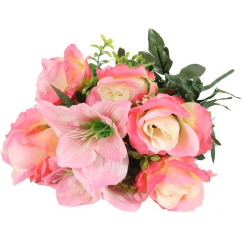 BUKIET 10 KWIATÓW MIX AMARYLIS RÓŻA KOLOR JASNO RÓŻOWY