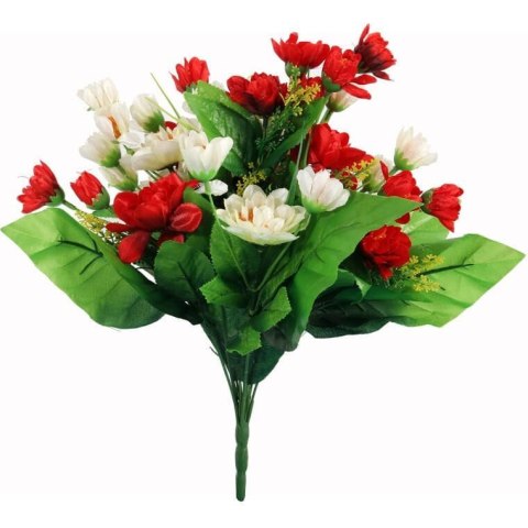 BUKIET 12 DROBNYCH DALII Z DUŻYMI LIŚĆMI 42 CM