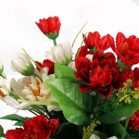 BUKIET 12 DROBNYCH DALII Z DUŻYMI LIŚĆMI 42 CM