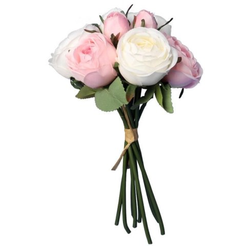 BUKIET 9 RÓŻ 28CM KOLOR RÓŻOWO BIAŁY
