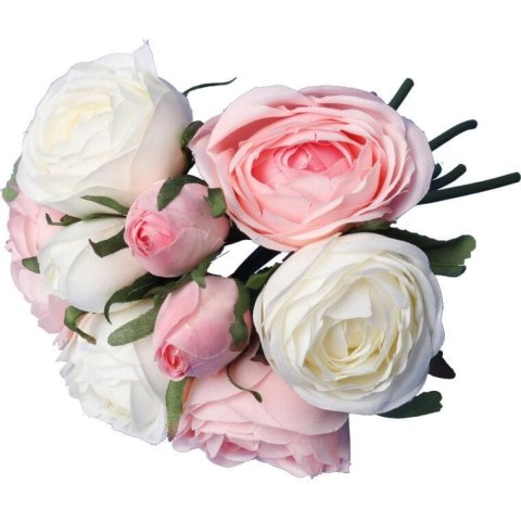 BUKIET 9 RÓŻ 28CM KOLOR RÓŻOWO BIAŁY