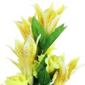 BUKIET MIX 9 SZTUCZNYCH KWIATÓW - LILII I RÓŻY KOLORU ŻÓŁTEGO