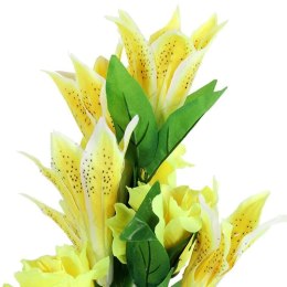 BUKIET MIX 9 SZTUCZNYCH KWIATÓW - LILII I RÓŻY KOLORU ŻÓŁTEGO