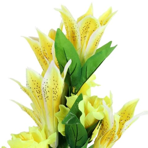 BUKIET MIX 9 SZTUCZNYCH KWIATÓW - LILII I RÓŻY KOLORU ŻÓŁTEGO