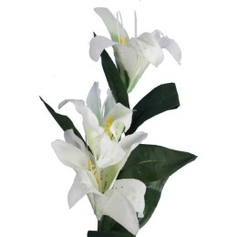Biała Dekoracyjna Gałązka z Trzema Liliami - Naturalnie Wyglądająca, Wysokość 60 cm