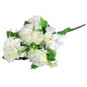 Biały Bukiet Sztucznych Goździków z Gipsówką - 9 Sztuk, 50 cm