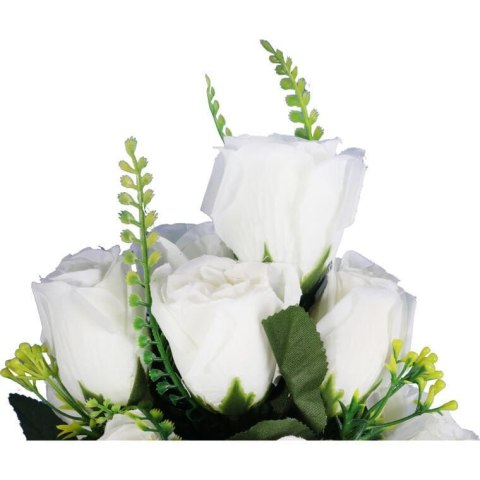 Biały Bukiet Sztucznych Róż o Wysokości 45 cm - 9 Sztuk