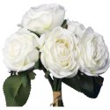 Biały, Sztuczny Bukiet 9 Róż o Wysokości 28 cm