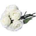 Biały, Sztuczny Bukiet 9 Róż o Wysokości 28 cm