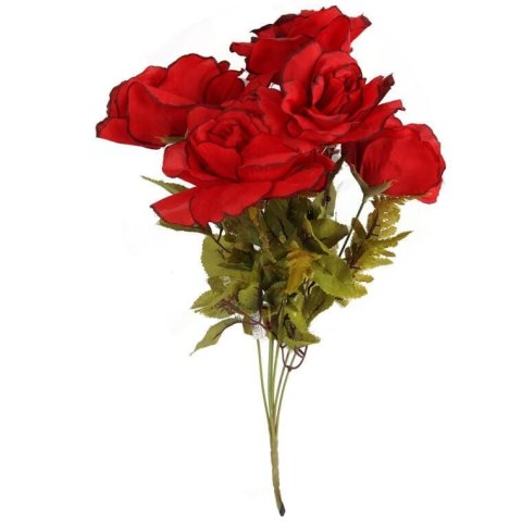Bukiet 6 Sztucznych Róż w Kolorze Czerwonym - Wysokość 48 cm