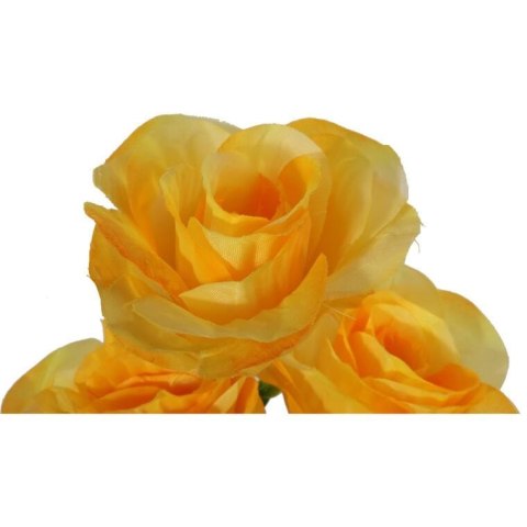 Bukiet 8 róż z dodatkiem bukszpanu w kolorze żółtym