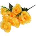Bukiet 8 róż z dodatkiem bukszpanu w kolorze żółtym