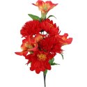 Bukiet 9 sztuk mieszanych kwiatów: 3 Lilie, 4 Amarylisy, 2 Chryzantemy, Kolor Czerwony, Wysokość 58 cm, Wygląd Naturalny
